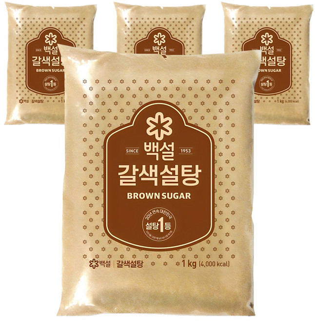 백설 갈색설탕, 1kg, 4개