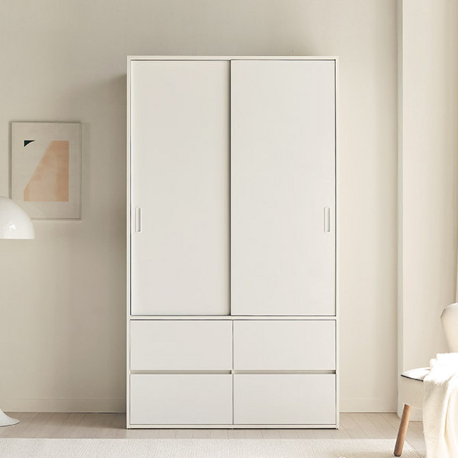 스칸디아 모어빅 키큰 서랍형 슬라이딩 옷장 1200 방문설치, 화이트