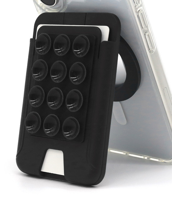 엑씨 맥세이프 호환 링 카드지갑 홀더 휴대폰 케이스 실리콘 흡착 패드 스탠드 거치대, 블랙, 1개