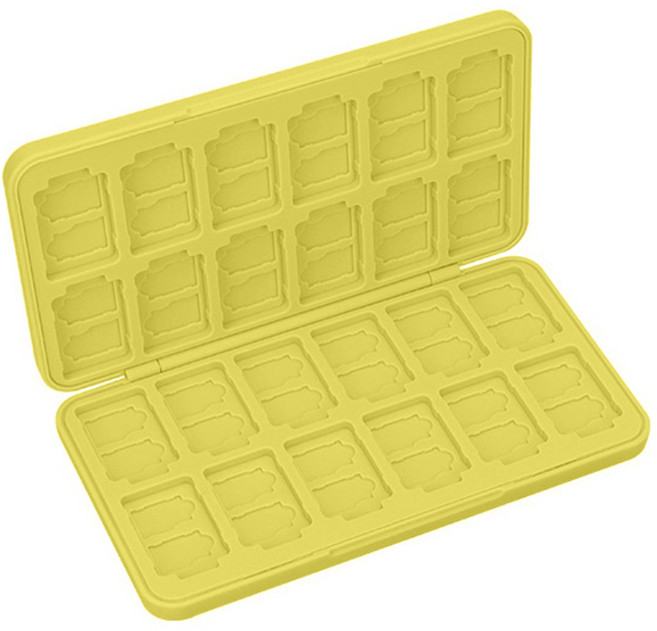 호후 닌텐도 스위치 OLED 라이트 호환 게임칩 24칸 카드 케이스 보관함, 무지 옐로, 1개