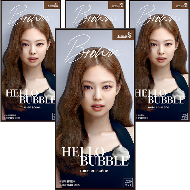 미쟝센 헬로 버블 염색제, 6N초코브라운, 4개