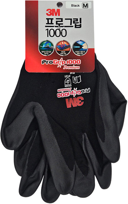 쓰리엠 프로그립 1000 안전장갑, 블랙, 1개