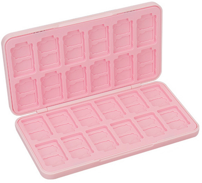 호후 닌텐도 스위치 OLED 라이트 호환 게임칩 24칸 카드 케이스 보관함, 무지 핑크, 1개