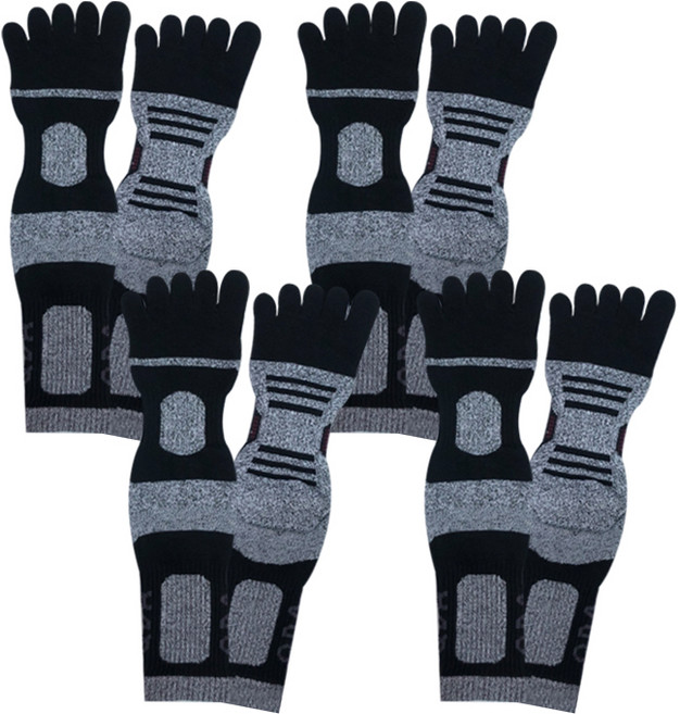 두발로 남성용 이중파일 발가락 등산양말 4켤레