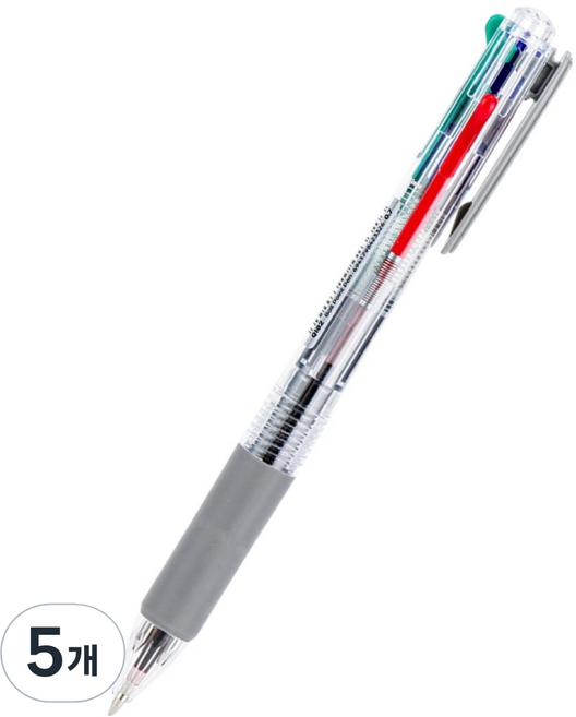 델리 슬림 4색 다색 멀티펜 0.7mm, 투명, 5개