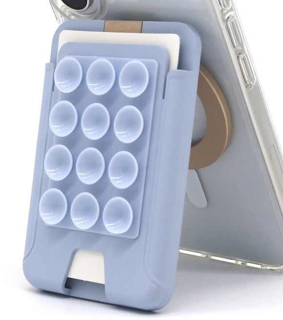 엑씨 맥세이프 링 카드지갑 홀더 휴대폰 케이스 실리콘 흡착 패드 스탠드 거치대, 스카이, 1개