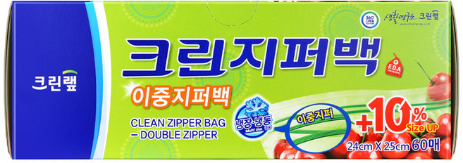크린랩 이중 지퍼백, FREE(one size), 60개입, 1개
