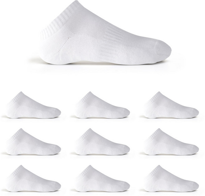 티아이바로 남성용 2중파일 스포츠 스니커즈 양말 10켤레, 화이트, 10개