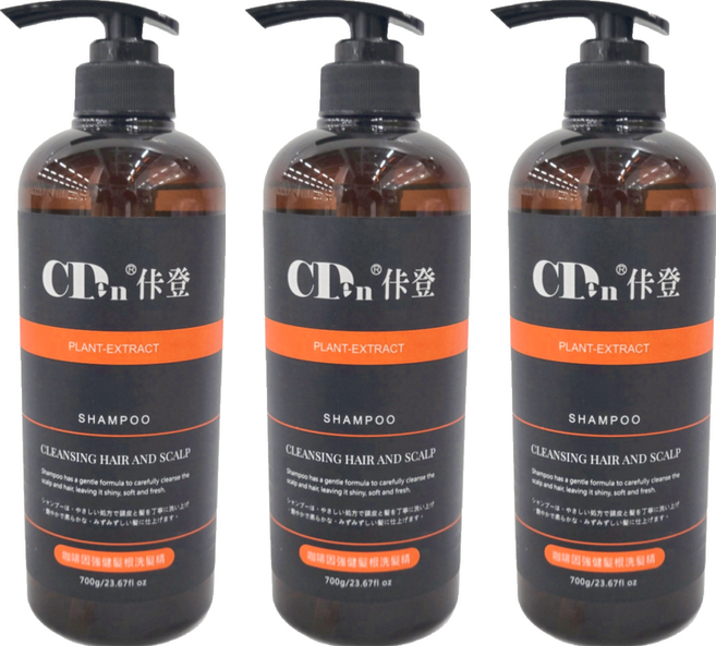 CDen 佧登 咖啡因強健髮根洗髮精 溫和洗淨 控油, 700g, 3瓶