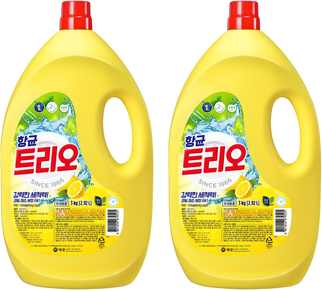 트리오 항균 주방세제, 3kg, 2개