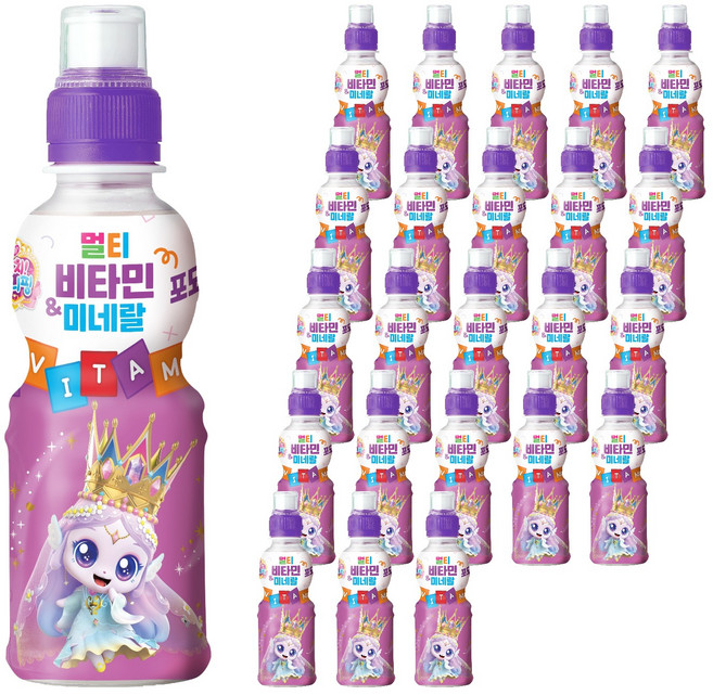 웅진 캐치티니핑 멀티비타민 미네랄 음료 포도맛, 200ml, 24개