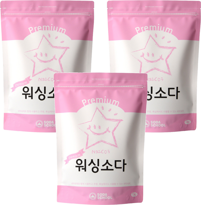 소다스쿨 프리미엄 워싱소다 본품, 2kg, 3개