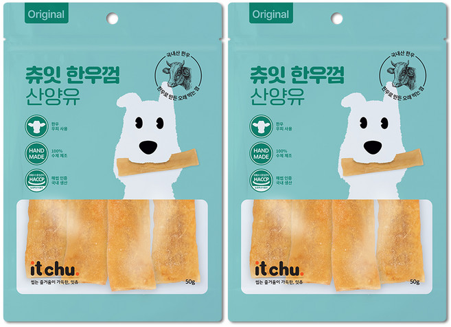 잇츄 강아지 츄잇 덴탈껌, 산양유, 50g, 2개