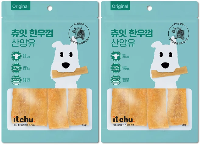 잇츄 강아지 츄잇 덴탈껌, 산양유, 50g, 2개 - 쿠팡