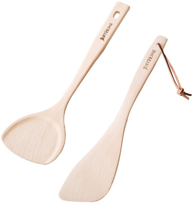 JUST HOME 原木鏟 2支, 原木色, 1組