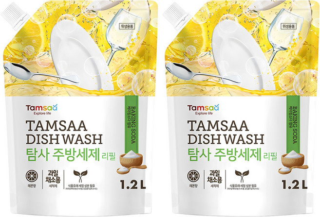 탐사 주방세제 리필, 1.2L, 2개