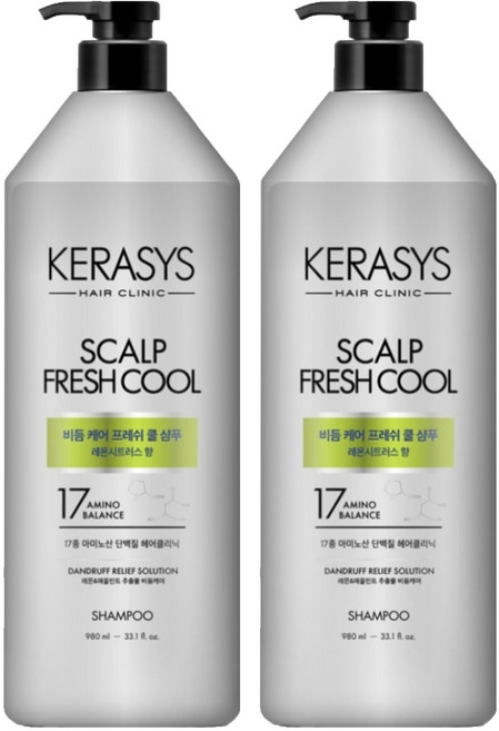 케라시스 두피 비듬케어 프레쉬쿨 단백질 샴푸 레몬시트러스향, 980ml, 2개