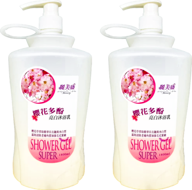 麗美盛 沐浴乳 櫻花多酚, 1.8L, 2瓶