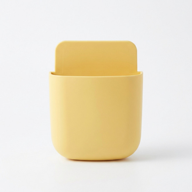 앞날창창 부착형 리모컨 정리함 벽부착 무타공 미니 수납함, 노란색, 1개