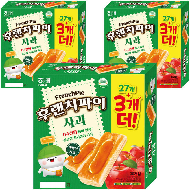 해태제과 후렌치파이 사과, 384g, 3개