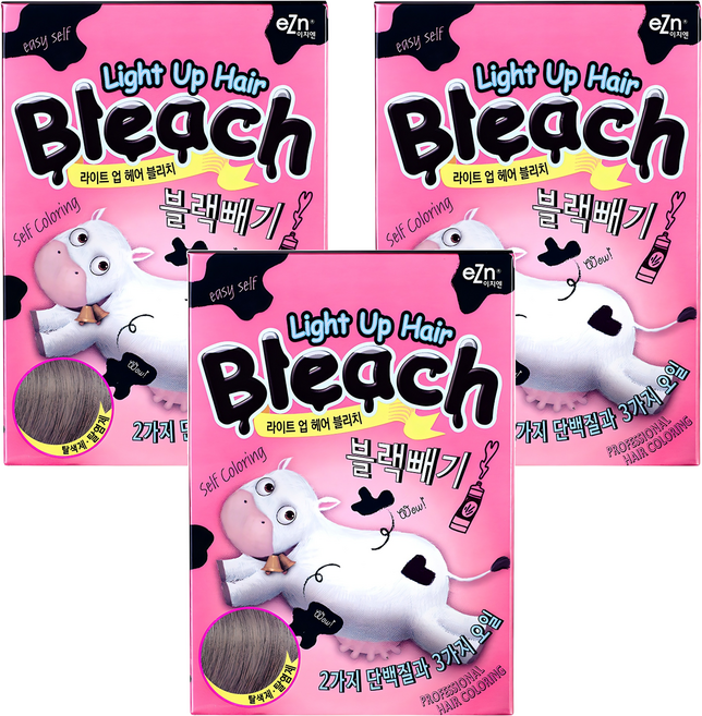 eZn 라이트업 헤어블리치 블랙빼기 탈색제, 160g, 3개