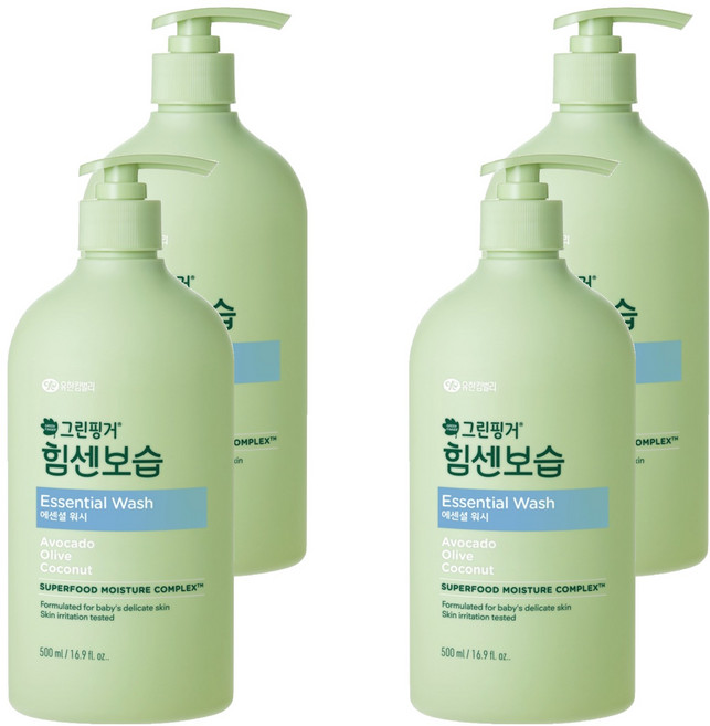 그린핑거 힘센보습 에센셜 유아 바디워시, 500ml, 4개