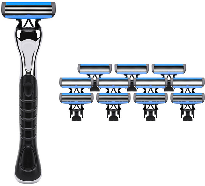 comet 六刀頭刮鬍刀柄 1支 + 替換刀片 12個, 1組, 1入