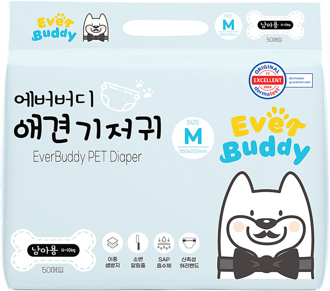 EverBuddy 公狗專用寵物尿布, 中型, 50片, 1包