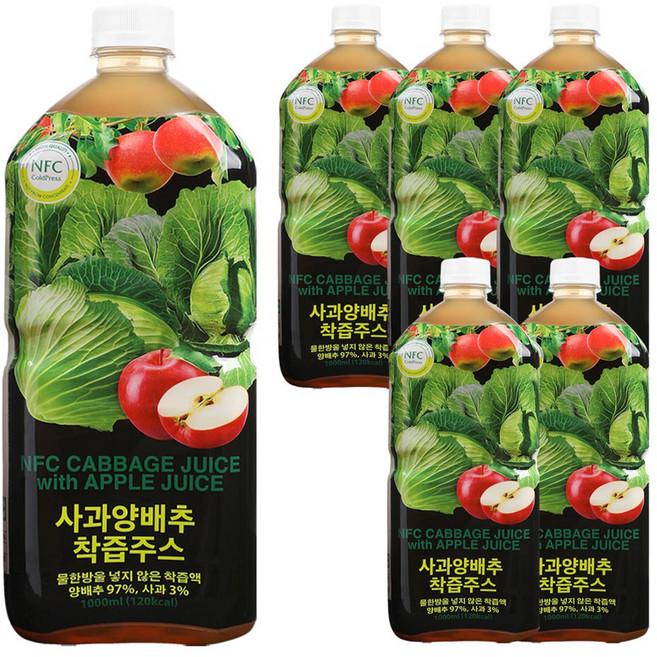 파모빗 사과 양배추 착즙 주스, 1L, 6개