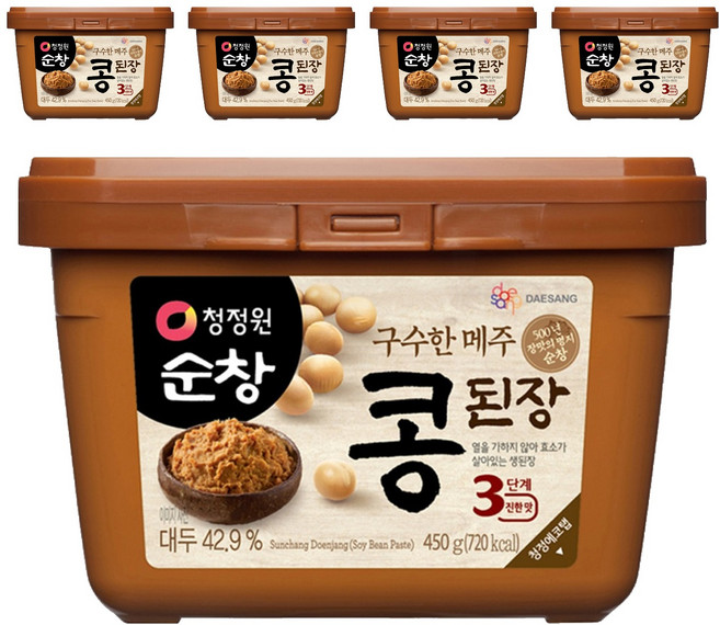 청정원순창 메주 콩된장 사각, 450g, 5개