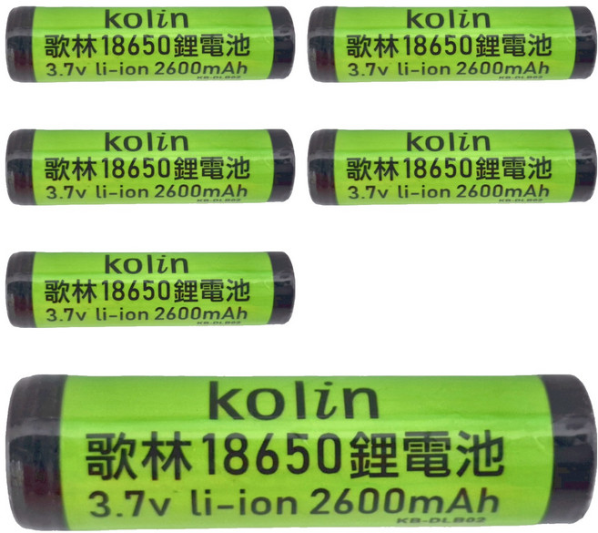 Kolin 歌林 2600mAh鋰電池 KB-DLB02, 6個, 1入