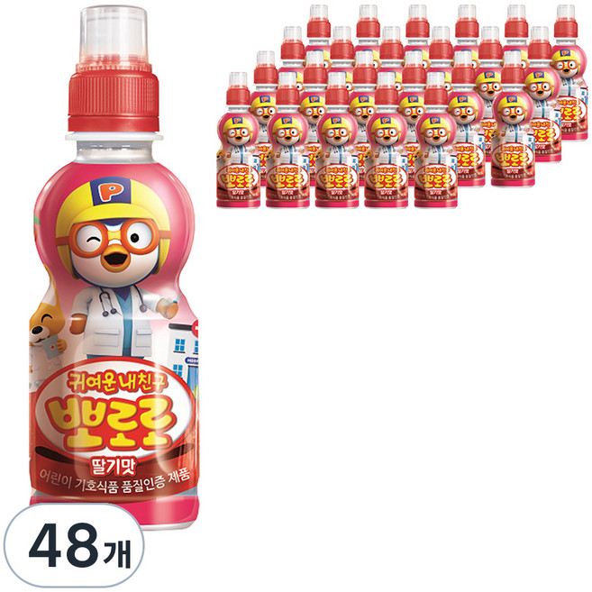 팔도 귀여운내친구 뽀로로 딸기맛, 235ml, 48개