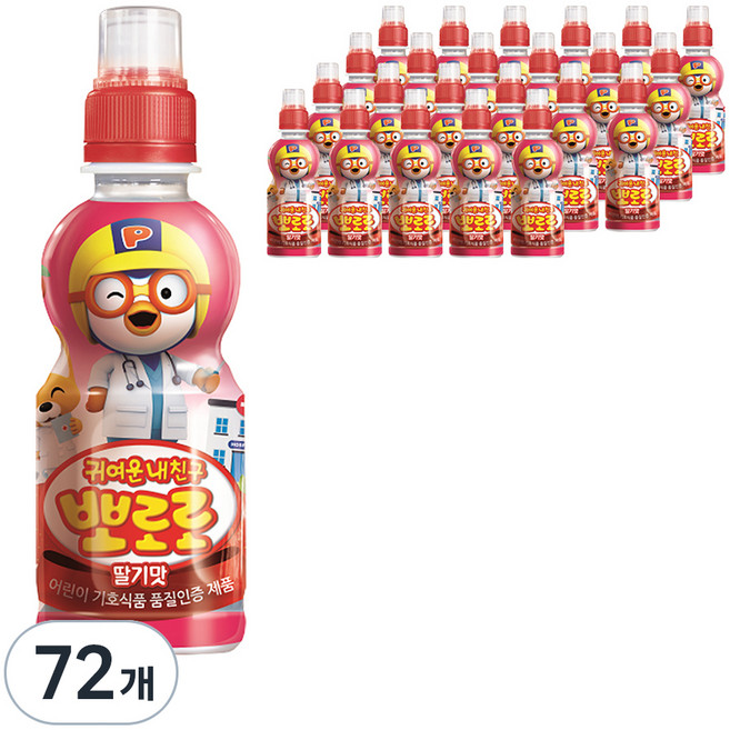 팔도 귀여운내친구 뽀로로 딸기맛, 235ml, 72개