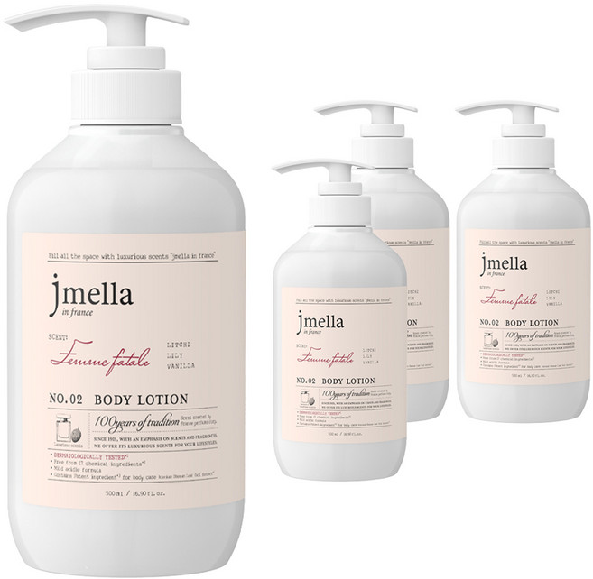 제이멜라 인 프랑스 바디로션 팜므파탈, 4개, 500ml