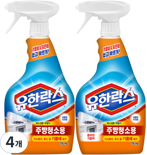 유한락스 주방청소용, 715ml, 4개