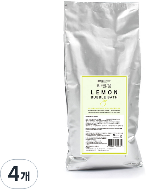 바스참 사해소금 버블바스 거품 입욕제 레몬 리필용, 1kg, 4개