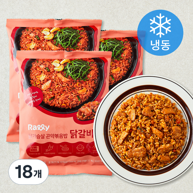 랠리 닭가슴살 곤약볶음밥 닭갈비맛 (냉동), 200g, 18개