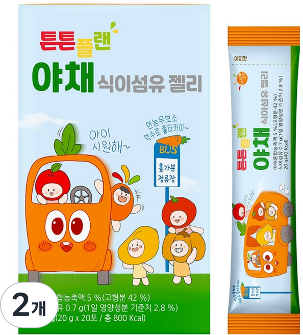 아람농장 튼튼플랜 식이섬유 야채 젤리 20p, 2개, 400g