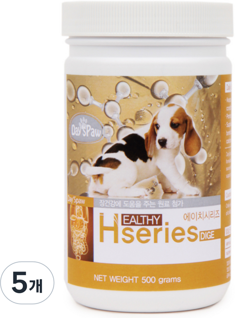 데이스포 강아지 에이치시리즈 영양제, 장건강/유산균, 500g, 5개