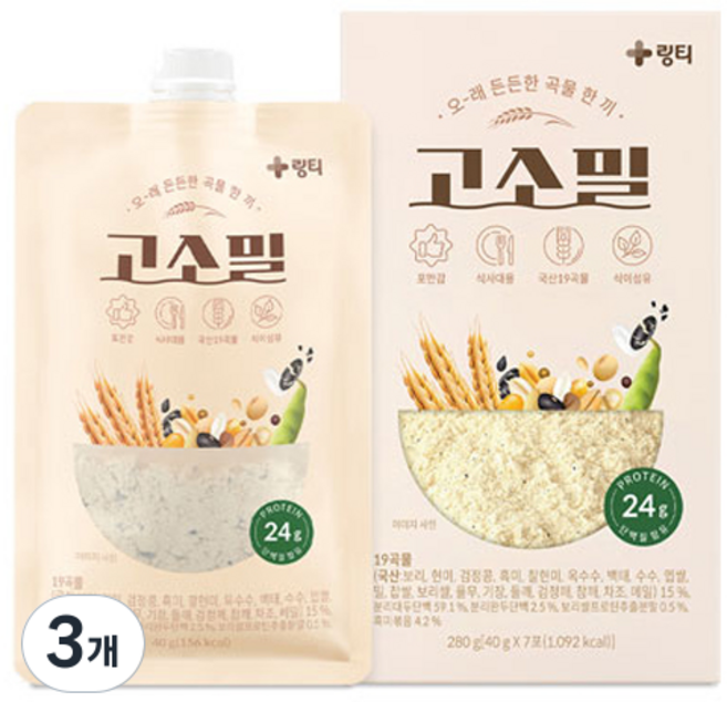 링티 고소밀 쉐이크 미숫가루맛 7p, 280g, 3개