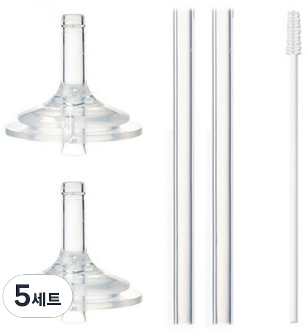 하이비 더블하트 그로미미 유피스 호환 2단계 간편 교체용 빨대세트, 5세트, 화이트
