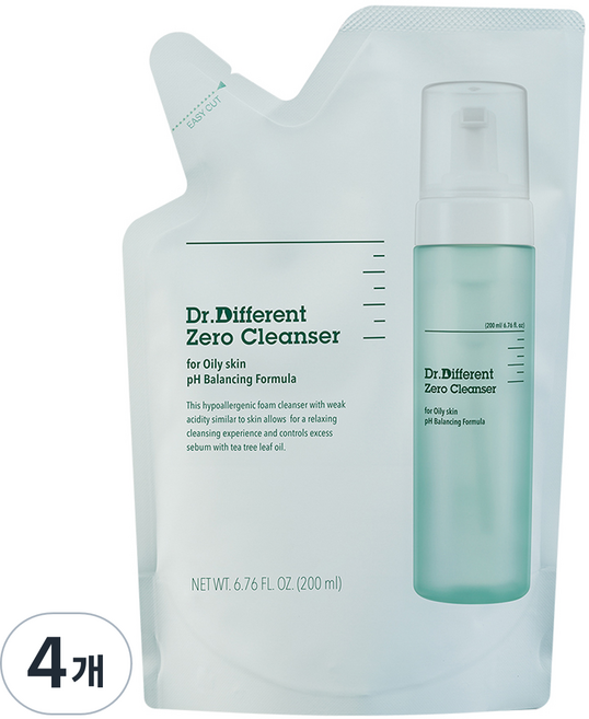 Dr.Different Zero 潔面乳 補充包 油性肌膚適用, 200ml, 4個