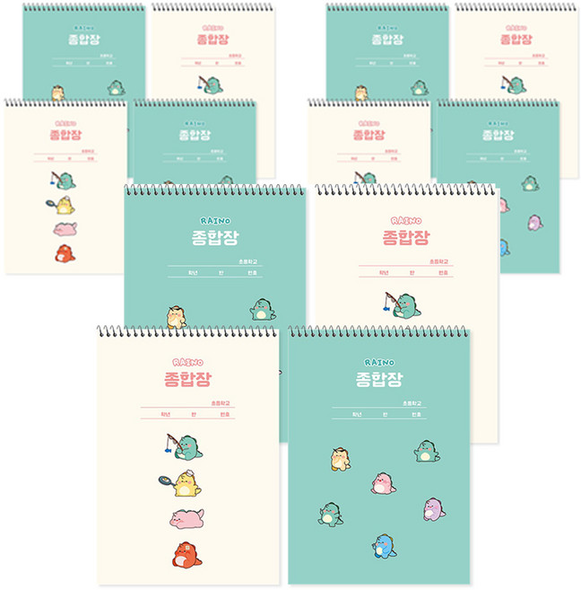 포포팬시 2000 라이노 심플 종합장, 아이보리 + 민트, 12개