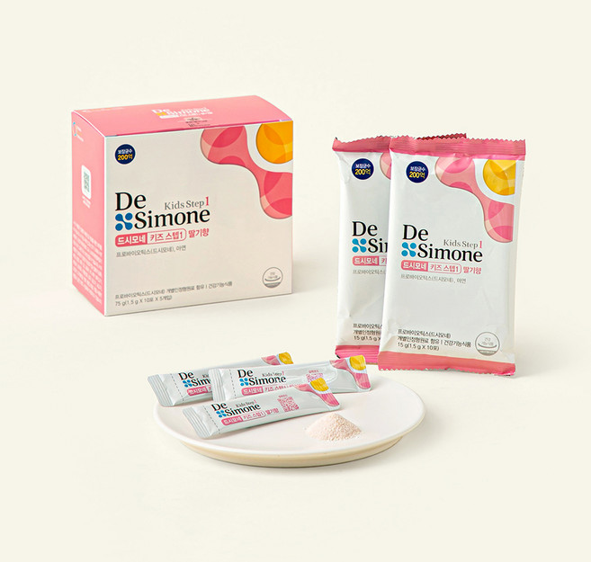 드시모네 키즈 스텝1 200억 생유산균 딸기향 50p, 75g, 1개