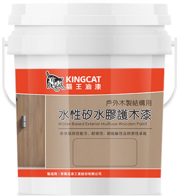 KINGCAT 貓王油漆 水性矽水膠護木漆 HW-1600-104 1加侖, 柚木, 3.79L, 1桶