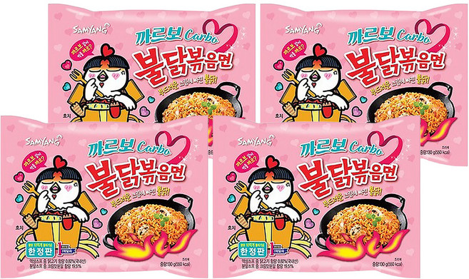 Buldak Ramen 火辣雞肉風味鐵板炒麵 奶油白醬風味 130g, 4包