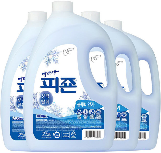 피죤 레귤러 섬유유연제 블루비앙카 본품, 3.1L, 4개