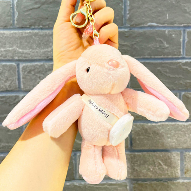 아이끌레 숄더백 토끼 봉제인형 키링, 15cm, 핑크, 1개