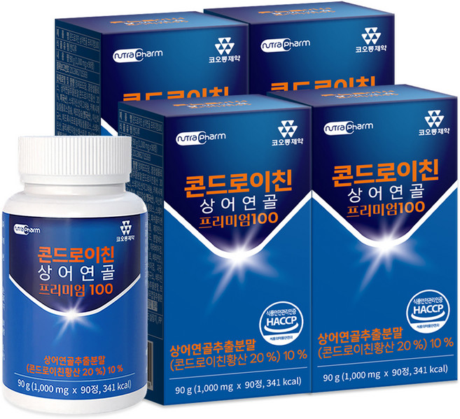 코오롱제약 콘드로이친 상어연골 프리미엄 100, 90정, 90g, 4개
