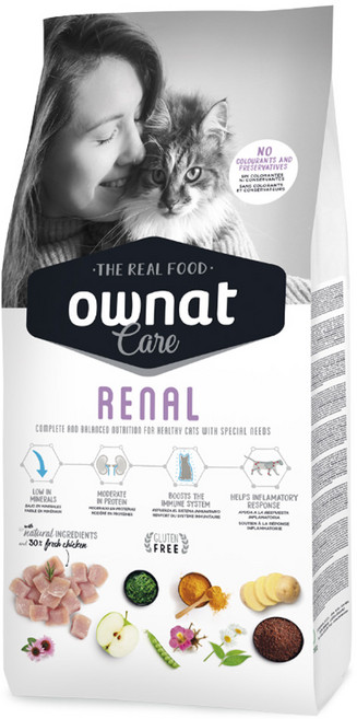 ownat 歐娜特 CARE系列 貓用 無麩質飼料 新鮮放牧雞肉, 腎臟機能照護配方, 1500g, 1袋